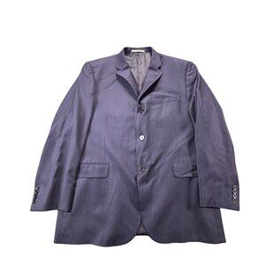 Burberry London Blazer Mens 46R Navy Blue Coat Striped USA Union Made